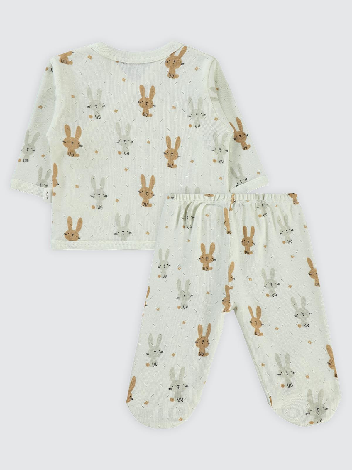 Civil Baby Tavşan Empirme Zıbın Takımları - Fil Dişi