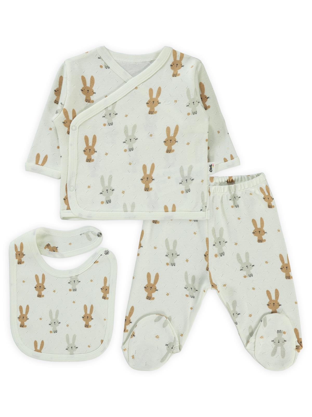 Civil Baby Tavşan Empirme Zıbın Takımları - Fil Dişi