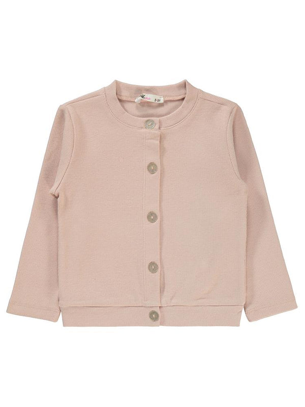 Civil Girls Yakası Fiyonklu 2-5 Yaş Hırka - Pudra