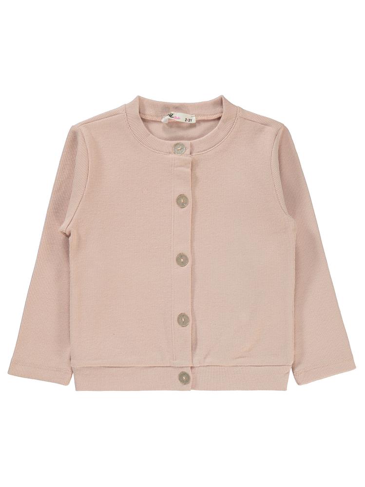 Civil Girls Yakası Fiyonklu 2-5 Yaş Hırka - Pudra