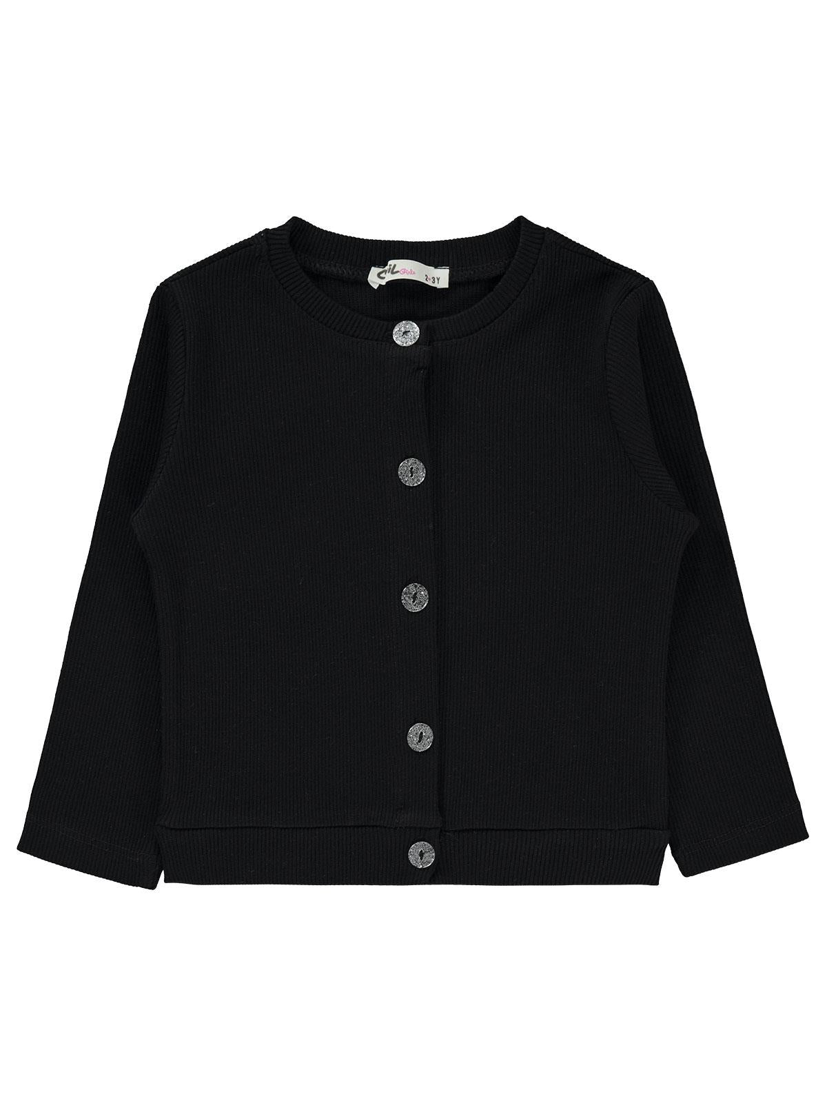 Civil Girls Yakası Fiyonklu 2-5 Yaş Hırka - Siyah