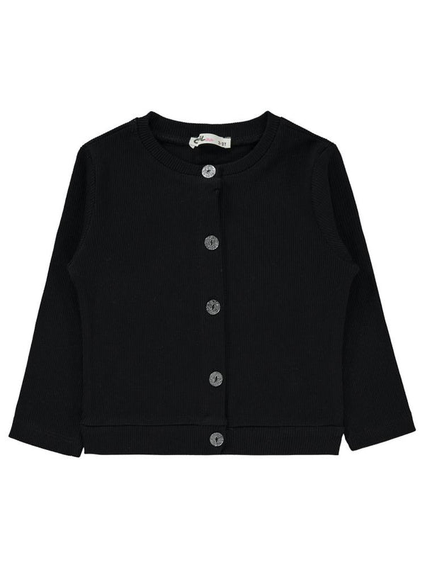 Civil Girls Yakası Fiyonklu 2-5 Yaş Hırka - Siyah