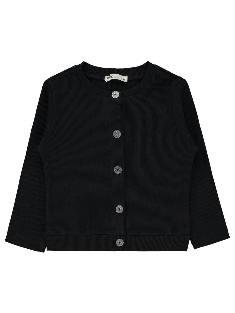 Civil Girls Yakası Fiyonklu 2-5 Yaş Hırka - Siyah