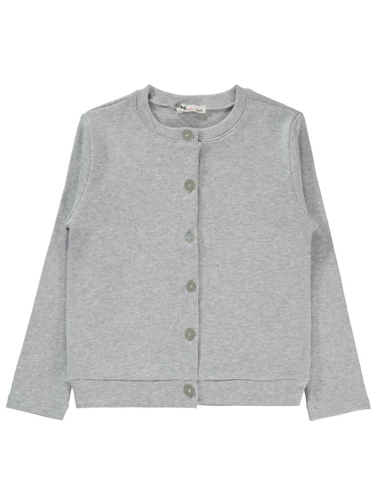 Civil Girls Yakası Fiyonklu 6-9 Yaş Hırka - Gri