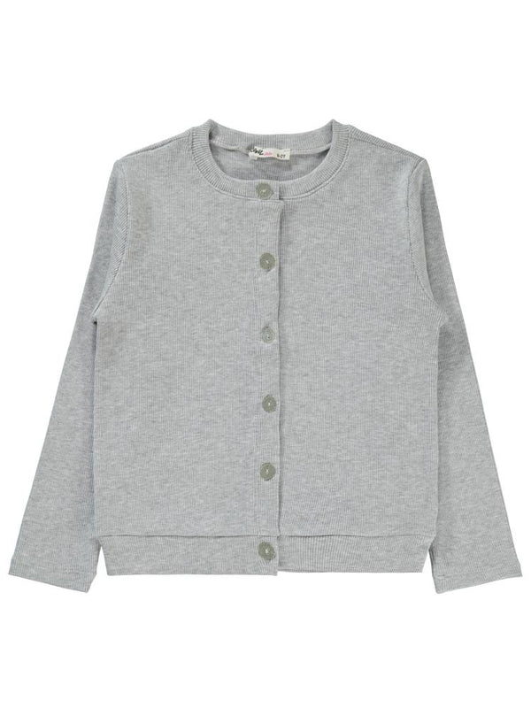 Civil Girls Yakası Fiyonklu 6-9 Yaş Hırka - Gri