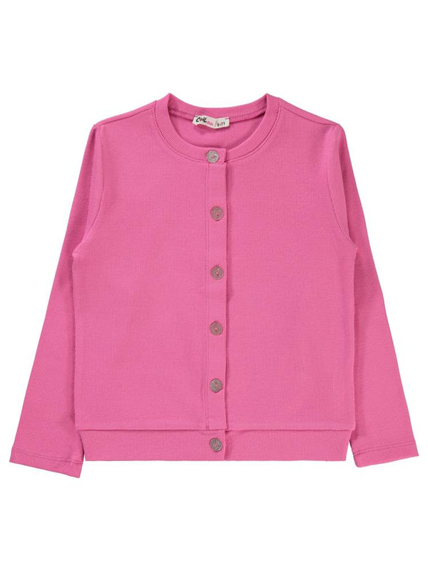Civil Girls Yakası Fiyonklu 6-9 Yaş Hırka - Pembe