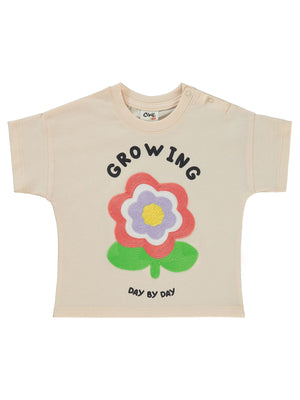 Civil Baby Çiçek Nakışlı 6-18 Ay Tişört - Pudra