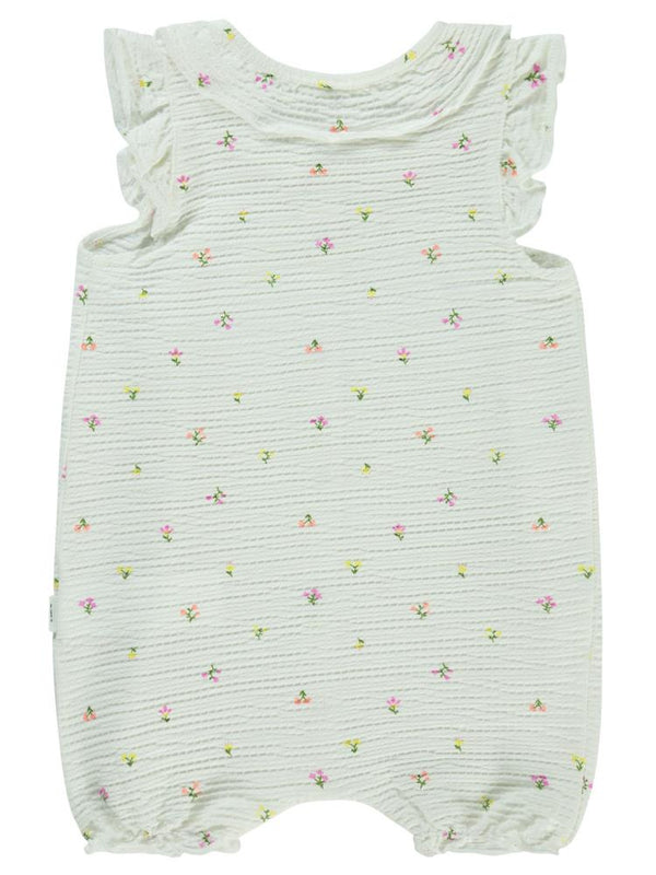 Civil Baby Mini Renkli Çiçek Empirme 6-18 Ay Tulum - Ekru