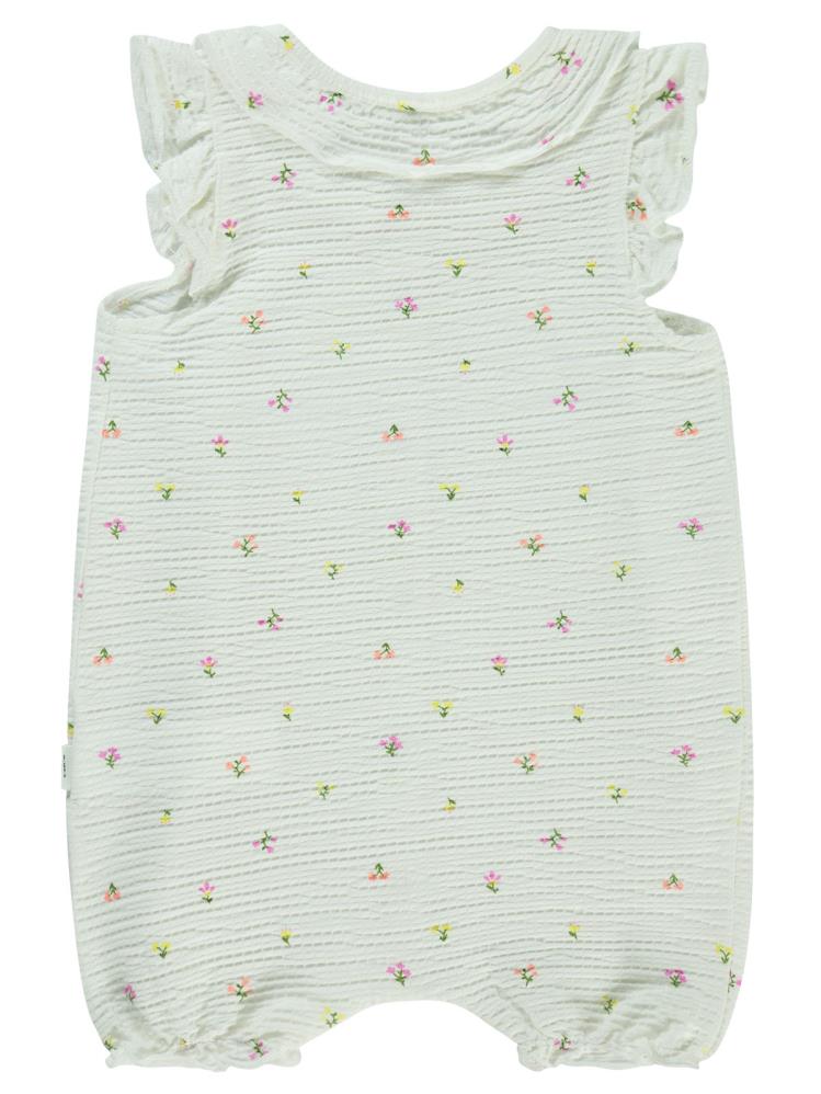 Civil Baby Mini Renkli Çiçek Empirme 6-18 Ay Tulum - Ekru