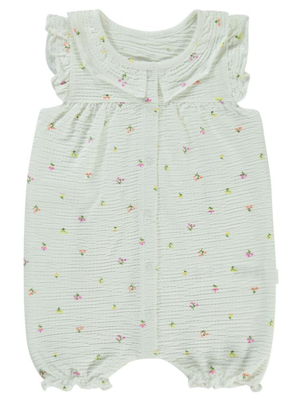 Civil Baby Mini Renkli Çiçek Empirme 6-18 Ay Tulum - Ekru