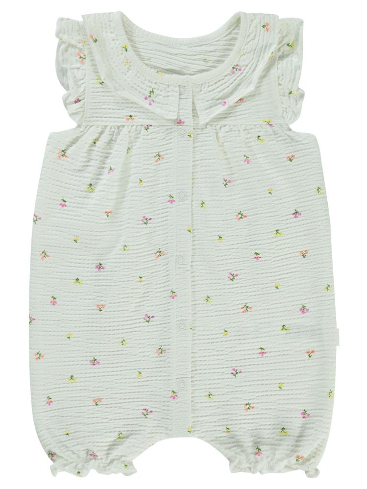 Civil Baby Mini Renkli Çiçek Empirme 6-18 Ay Tulum - Ekru