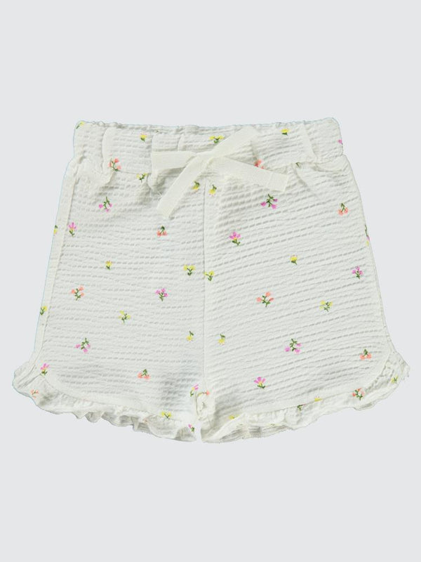 Civil Baby Mini Renkli Çiçek Empirme 6-18 Ay Şort - Ekru