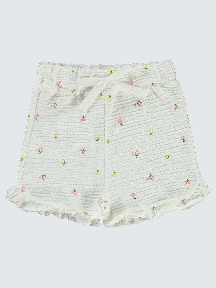 Civil Baby Mini Renkli Çiçek Empirme 6-18 Ay Şort - Ekru