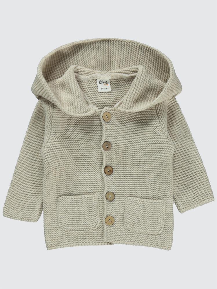 Civil Baby Ayıcık Kulaklı Basıc 6-18 Ay Hırka - Bej