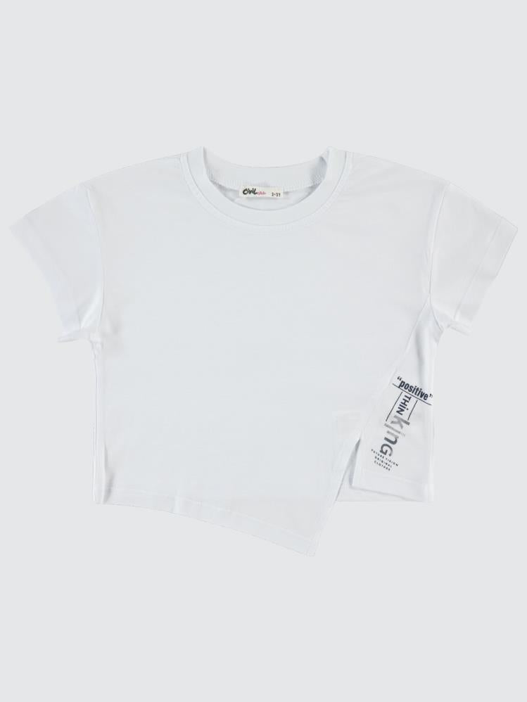Civil Girls Batik Active Konsept 2-5 Yaş Tişört - Beyaz