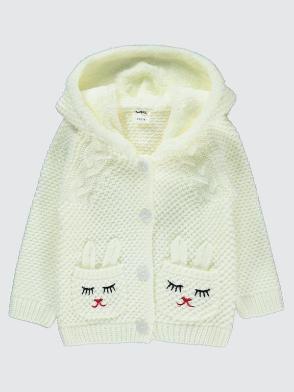 Civil Baby Tavşan Nakışlı 6-18 Ay Hırka - Ekru