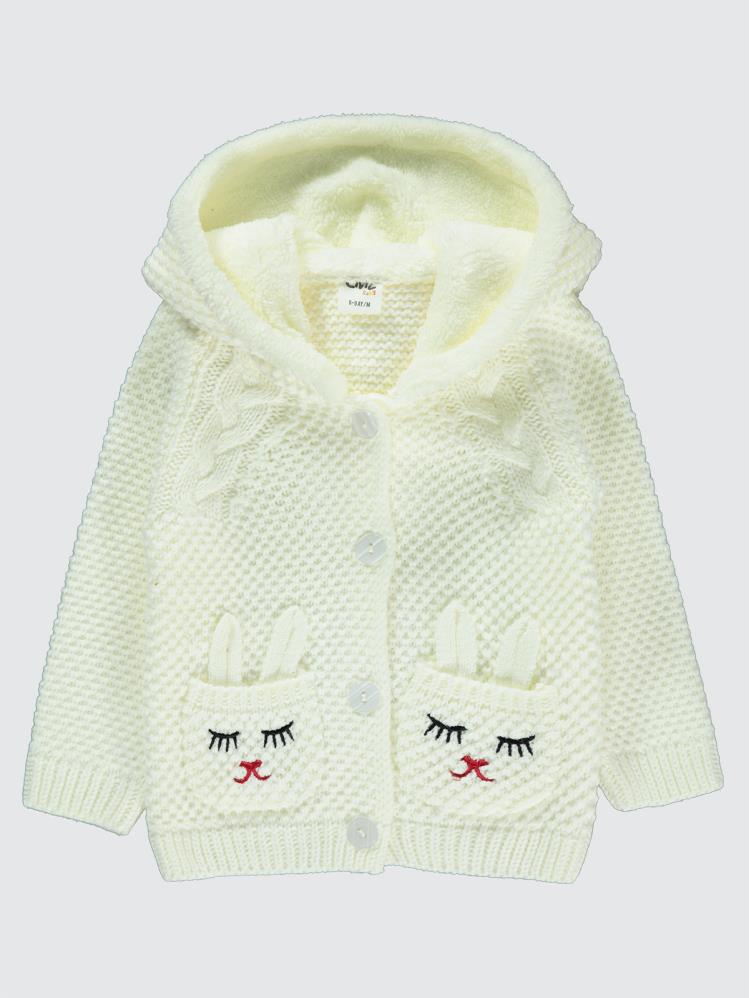 Civil Baby Tavşan Nakışlı 6-18 Ay Hırka - Ekru