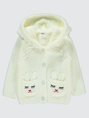 Civil Baby Tavşan Nakışlı 6-18 Ay Hırka - Ekru