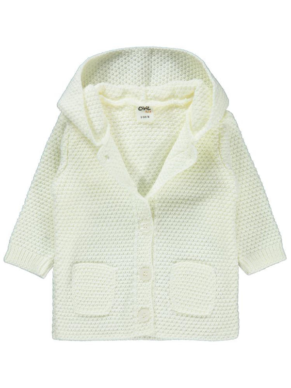 Civil Baby Tavşan Kulaklı Basıc 6-18 Ay Hırka - Ekru