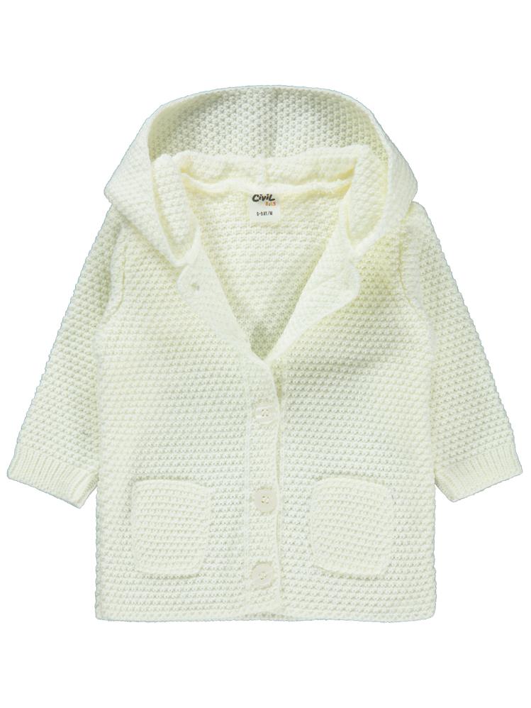 Civil Baby Tavşan Kulaklı Basıc 6-18 Ay Hırka - Ekru