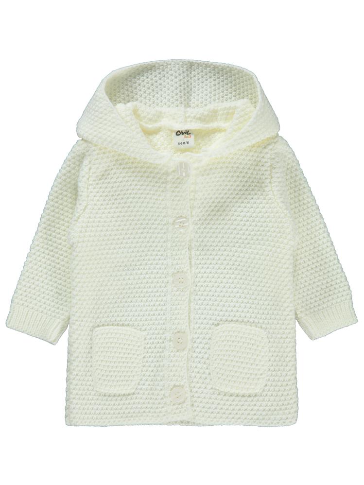 Civil Baby Tavşan Kulaklı Basıc 6-18 Ay Hırka - Ekru