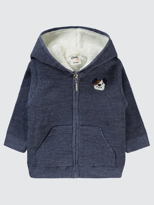 Civil Baby Köpek Nakışlı Velsoftlu 6-18 Ay Hırka - Mavi