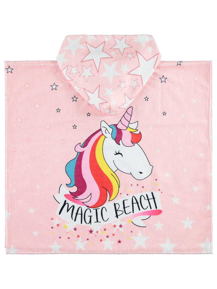 Civil Girls Unicorn Baskılı 70x130 Cm Pelerin - Pudra