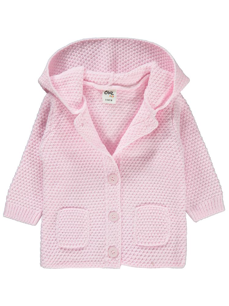 Civil Baby Tavşan Kulaklı Basıc 6-18 Ay Hırka - Pembe