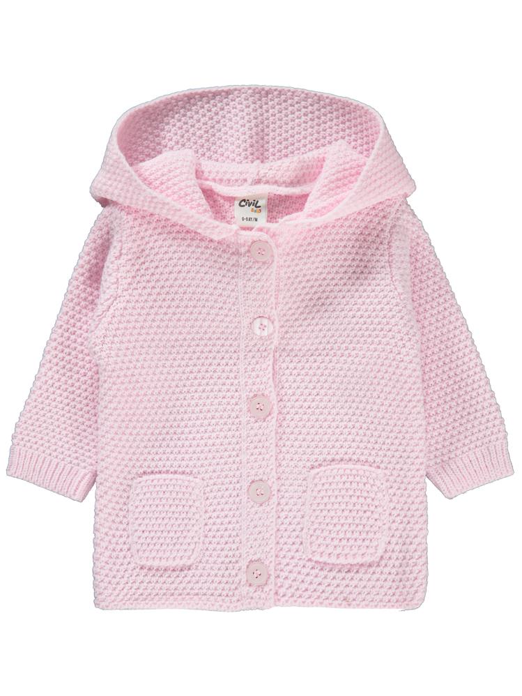 Civil Baby Tavşan Kulaklı Basıc 6-18 Ay Hırka - Pembe