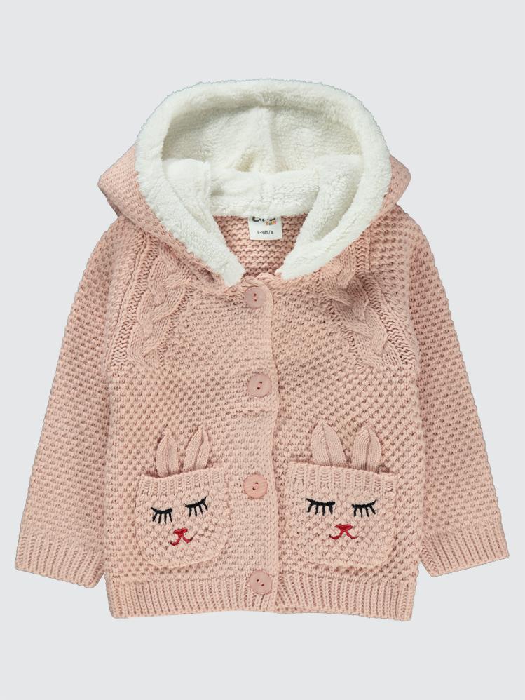 Civil Baby Tavşan Nakışlı 6-18 Ay Hırka - Pudra