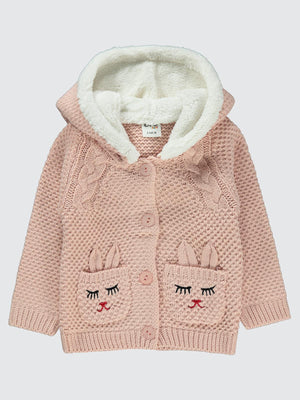 Civil Baby Tavşan Nakışlı 6-18 Ay Hırka - Pudra