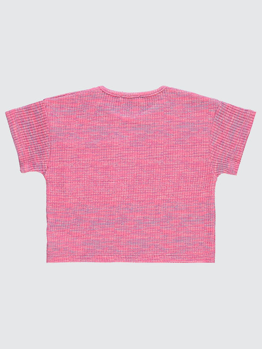 Civil Girls Renkli Melanjlı Kaşkorse 6-9 Yaş Tişört - Pembe