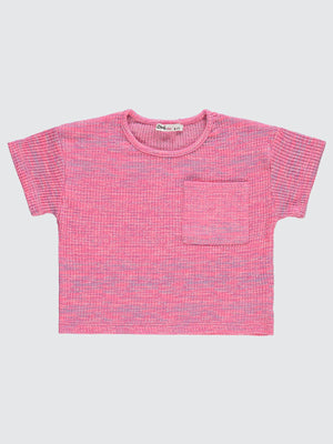 Civil Girls Renkli Melanjlı Kaşkorse 6-9 Yaş Tişört - Pembe