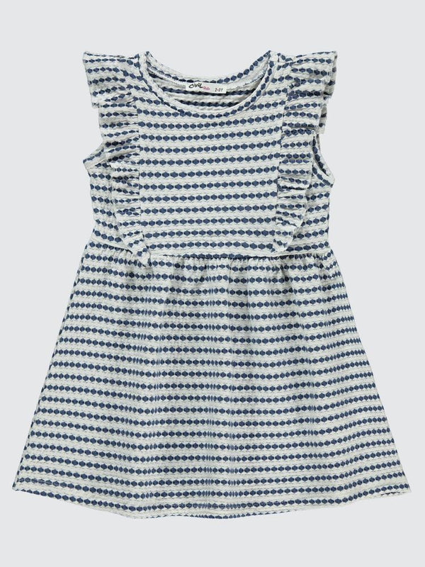 Civil Girls 3 Boyutlu Jakar 2-5 Yaş Elbise - Mavi