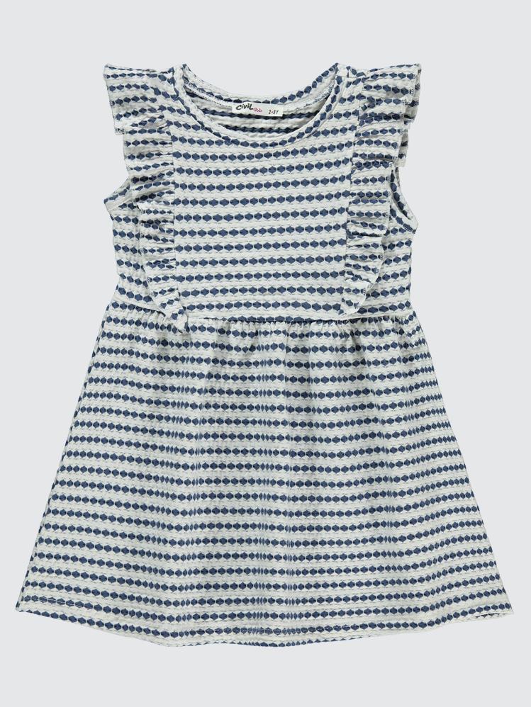 Civil Girls 3 Boyutlu Jakar 2-5 Yaş Elbise - Mavi