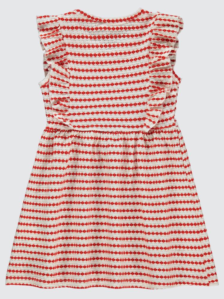 Civil Girls 3 Boyutlu Jakar 2-5 Yaş Elbise - Kırmızı