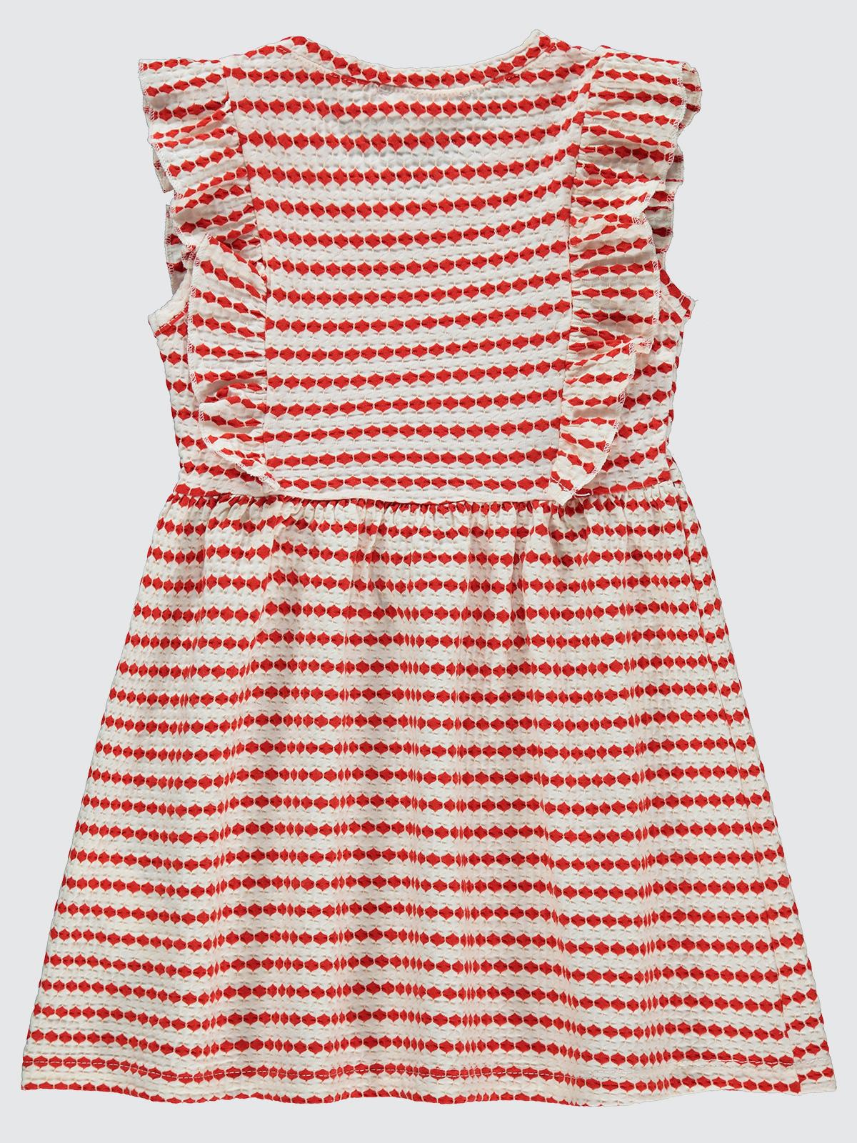 Civil Girls 3 Boyutlu Jakar 2-5 Yaş Elbise - Kırmızı