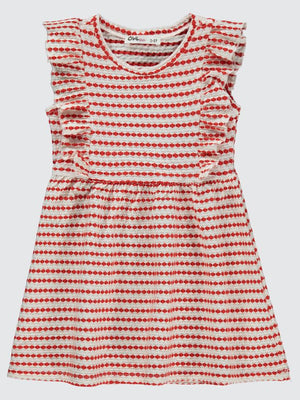 Civil Girls 3 Boyutlu Jakar 2-5 Yaş Elbise - Kırmızı