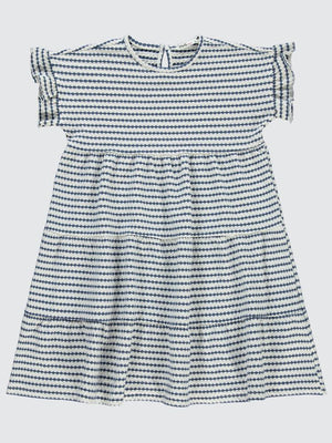 Civil Girls 3 Boyutlu Jakar 10-13 Yaş Elbise - Mavi