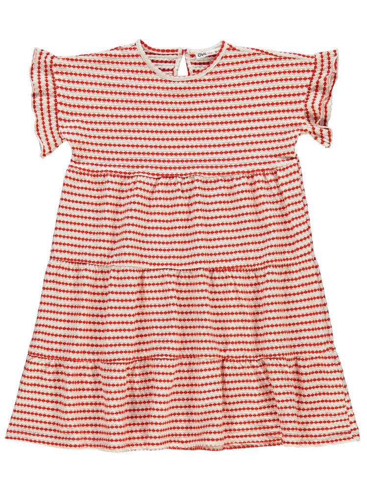 Civil Girls 3 Boyutlu Jakar 10-13 Yaş Elbise - Kırmızı