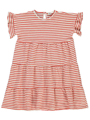 Civil Girls 3 Boyutlu Jakar 10-13 Yaş Elbise - Kırmızı