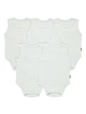 Civil Baby 5 li Düz Basic Sıfır Kol 0-1 Ay Çıtçıtlı Badi - Ekru