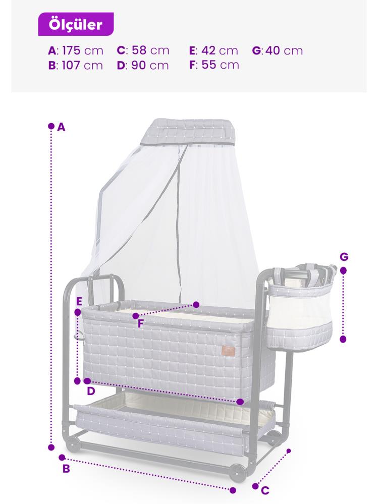 Bebelow Safir Portatif Beşik - Bej