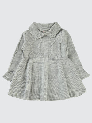 Civil Girls Ponpon Kemerli 2-5 Yaş Elbise - Gri