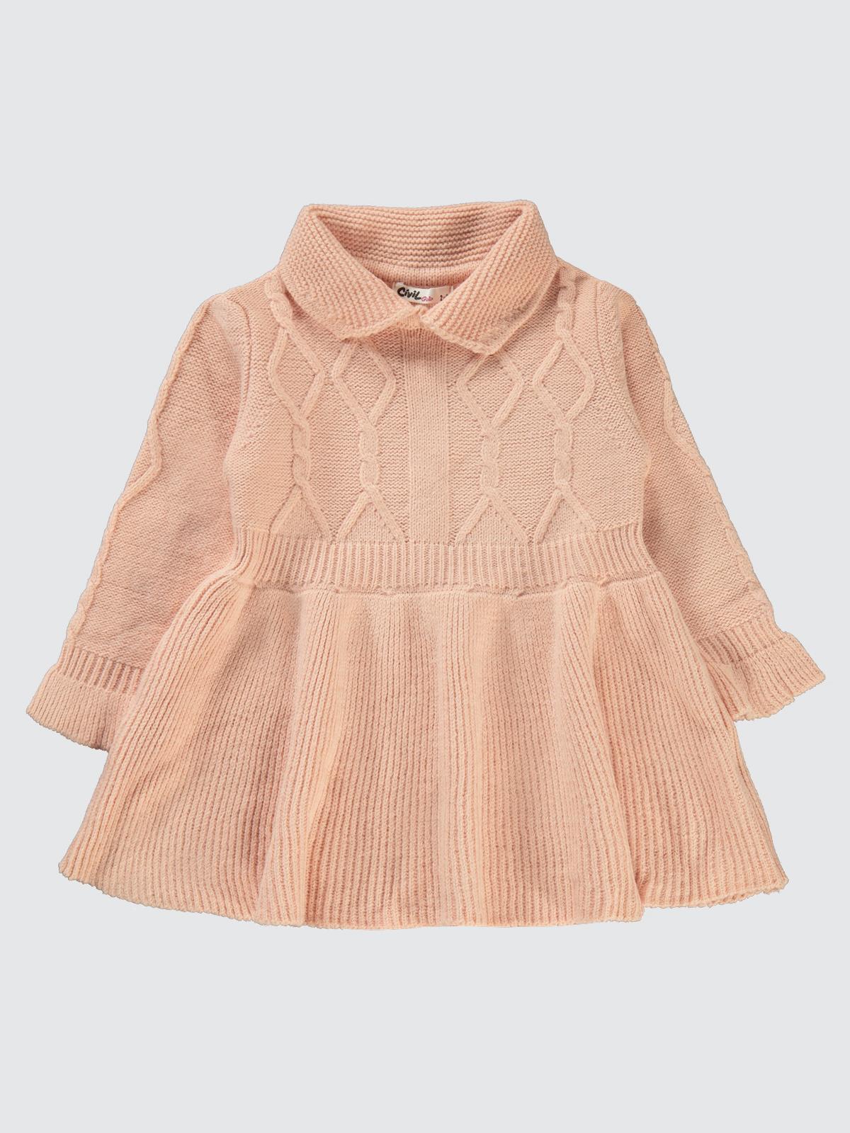 Civil Girls Ponpon Kemerli 2-5 Yaş Elbise - Pudra