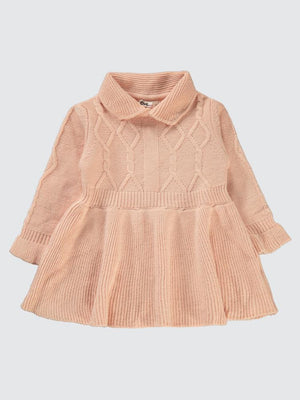 Civil Girls Ponpon Kemerli 2-5 Yaş Elbise - Pudra