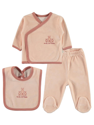 Civil Baby 3'lü Tavşanlar Baskılı Zıbın Takımları - Pembe