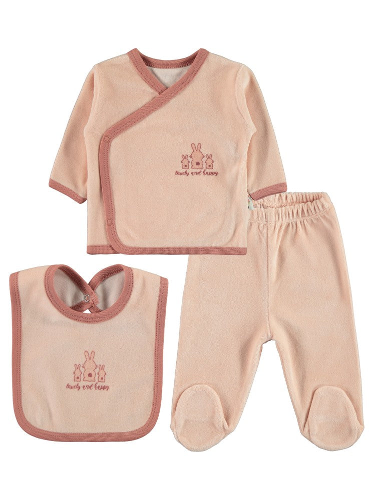 Civil Baby 3'lü Tavşanlar Baskılı Zıbın Takımları - Pembe