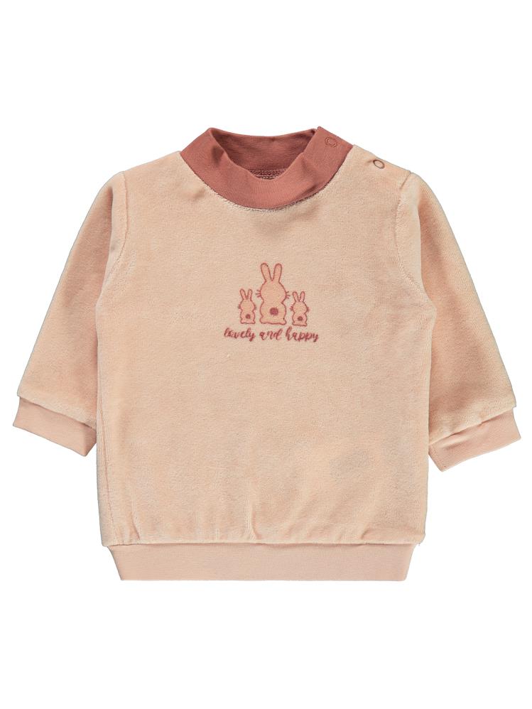 Civil Baby Balıkçı Yaka Tavşanlar Baskılı 3-18 Ay Sweatshirt - Pembe