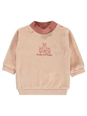 Civil Baby Balıkçı Yaka Tavşanlar Baskılı 3-18 Ay Sweatshirt - Pembe